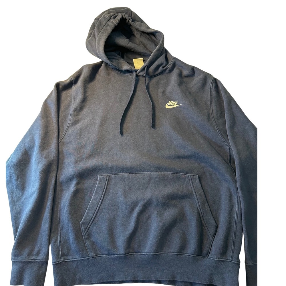Nike Mens Sportswear Club Fleece Pullover Hoodie Navy Blue Logo L